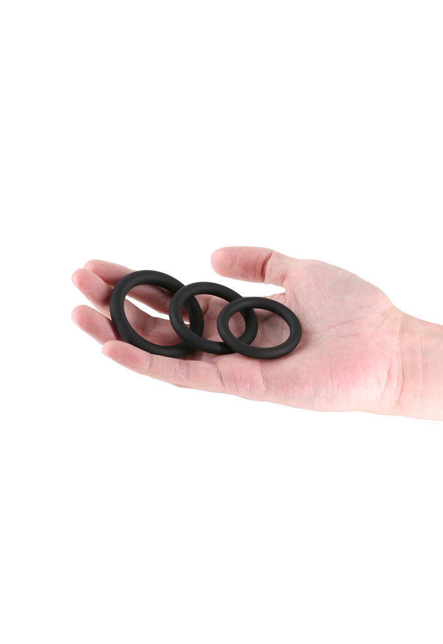 Renegade 3pc Slim Rings - Black - Black Cock Rings - Set of 3 Sizes