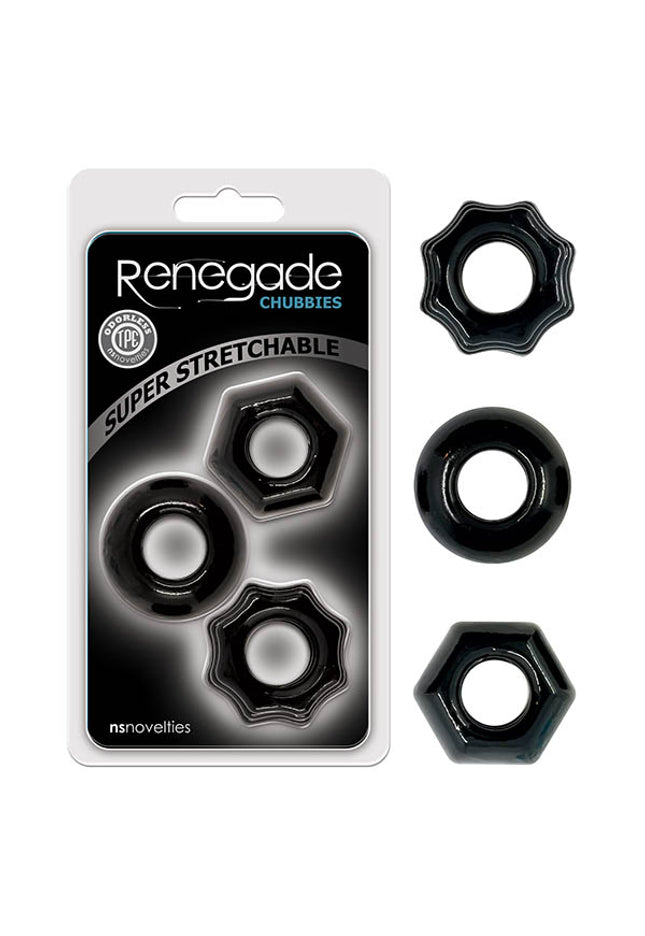 Renegade Chubbies - Black Cock Rings - Set of 3