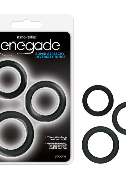 Renegade Diversity Rings - Black Cock Rings - Set of 3 Sizes
