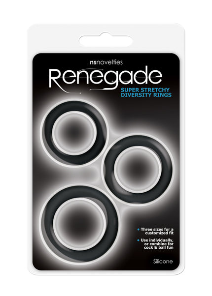 Renegade Diversity Rings - Black Cock Rings - Set of 3 Sizes