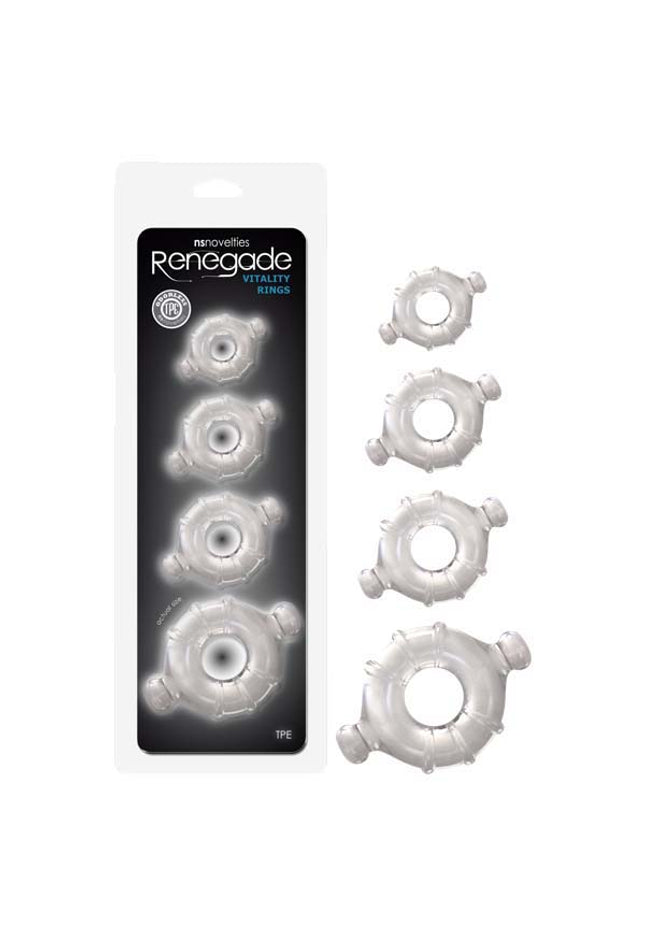 Renegade Vitality Rings - Clear Cock Rings - Set of 4 Sizes