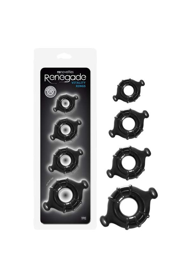Renegade Vitality Rings - Black Cock Rings - Set of 4 Sizes