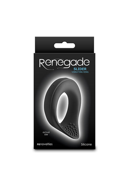 Renegade Slider - Black - Black USB Rechargeable Vibrating Cock Ring