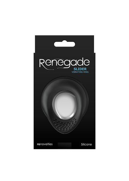 Renegade Slider - Black - Black USB Rechargeable Vibrating Cock Ring
