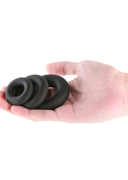 Renegade 3pc Fireman Rings - Black - Black Cock Rings - Set of 3 Sizes