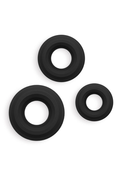 Renegade 3pc Fireman Rings - Black - Black Cock Rings - Set of 3 Sizes