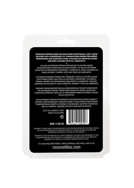 Renegade 3pc Fireman Rings - Black - Black Cock Rings - Set of 3 Sizes