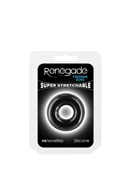 Renegade Fireman Ring - Small - Black - Black Small Cock Ring