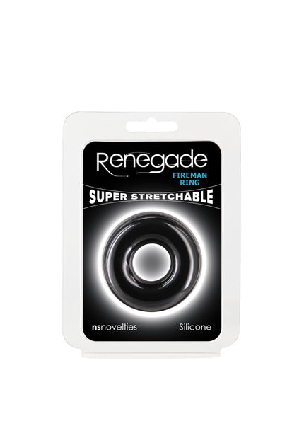 Renegade Fireman Ring - Medium - Black - Black Medium Cock Ring