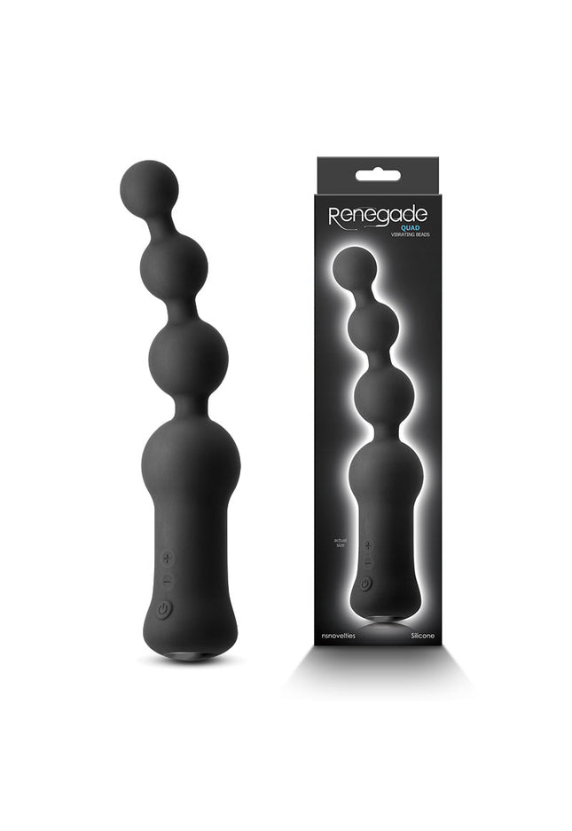 Renegade Quad - Black - Black 25 cm USB Rechargeable Vibrating Anal Beads