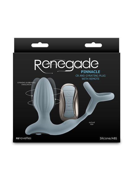 Renegade Pinnacle - Grey - Grey USB Rechargeable Vibrating Butt Plug with Cock Ring