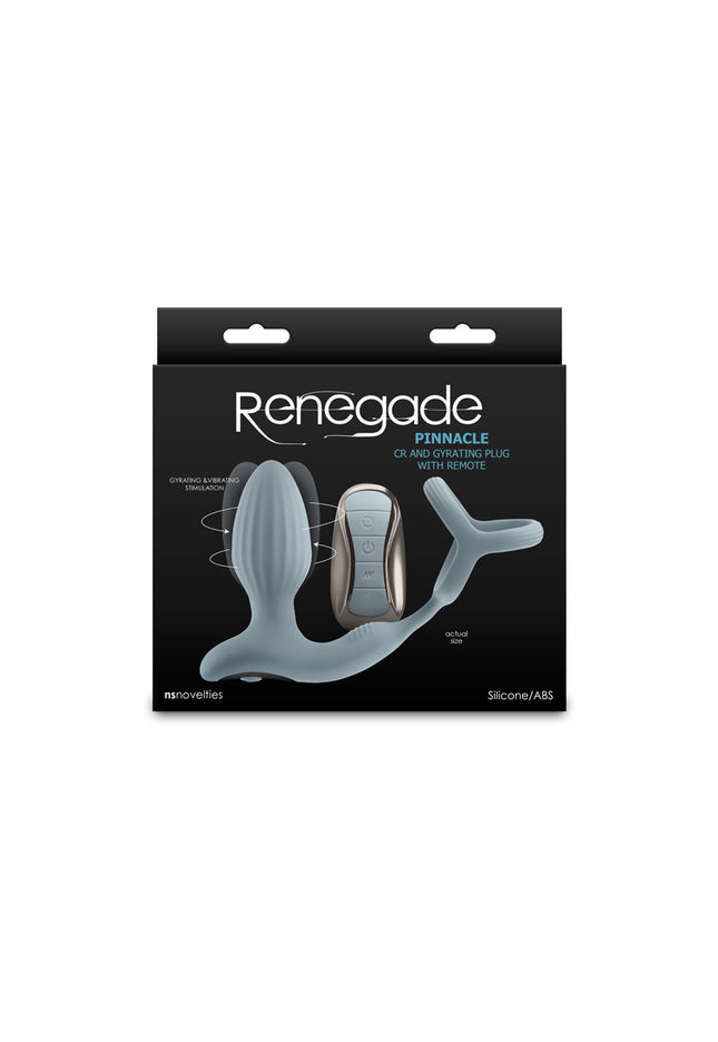 Renegade Pinnacle - Grey - Grey USB Rechargeable Vibrating Butt Plug with Cock Ring