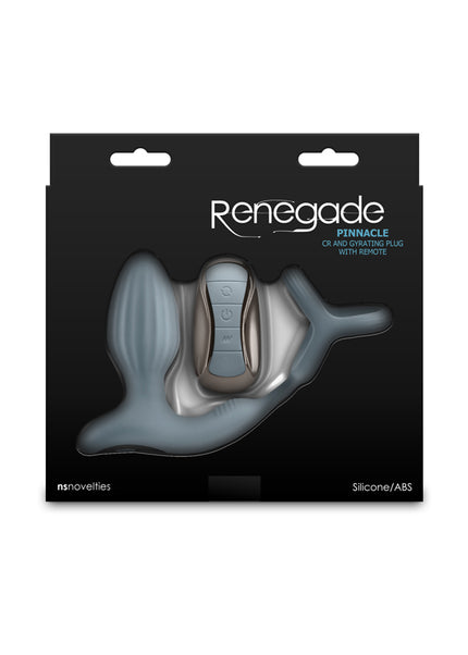 Renegade Pinnacle - Grey - Grey USB Rechargeable Vibrating Butt Plug with Cock Ring