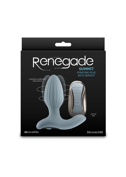 Renegade Summit - Grey - Grey 10.2 cm USB Rechargeable Vibrating Butt Plug with Remote