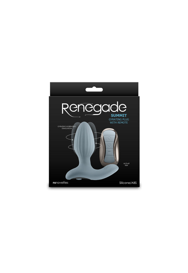 Renegade Summit - Grey - Grey 10.2 cm USB Rechargeable Vibrating Butt Plug with Remote