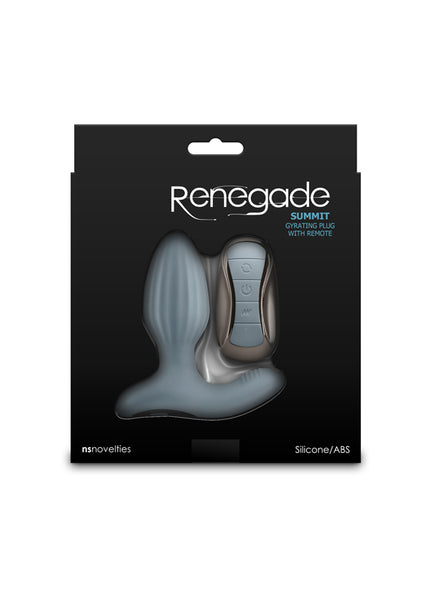 Renegade Summit - Grey - Grey 10.2 cm USB Rechargeable Vibrating Butt Plug with Remote