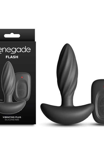 Renegade Flash - Black - Black 10.3 cm USB Rechargeable Vibrating Butt Plug