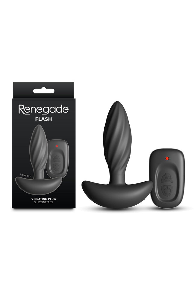 Renegade Flash - Black - Black 10.3 cm USB Rechargeable Vibrating Butt Plug