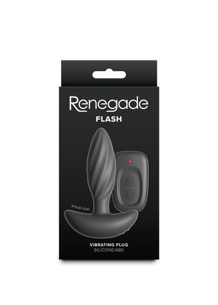 Renegade Flash - Black - Black 10.3 cm USB Rechargeable Vibrating Butt Plug