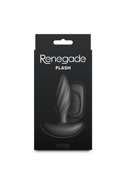 Renegade Flash - Black - Black 10.3 cm USB Rechargeable Vibrating Butt Plug