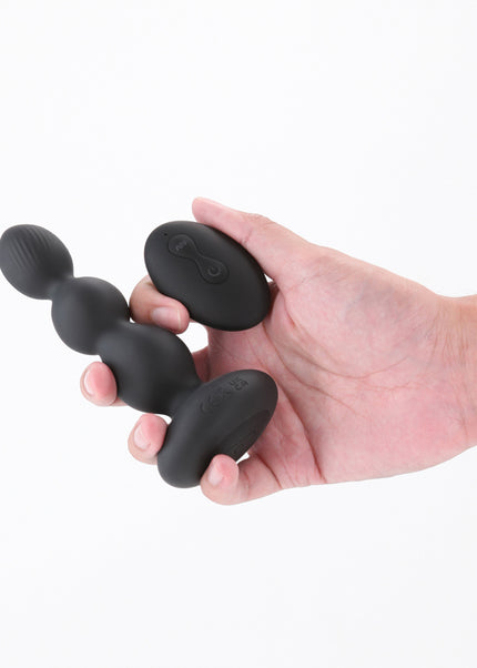 Renegade Valor - Black - Black 13.7 cm USB Rechargeable Vibrating Anal Beads with Wireless Remote