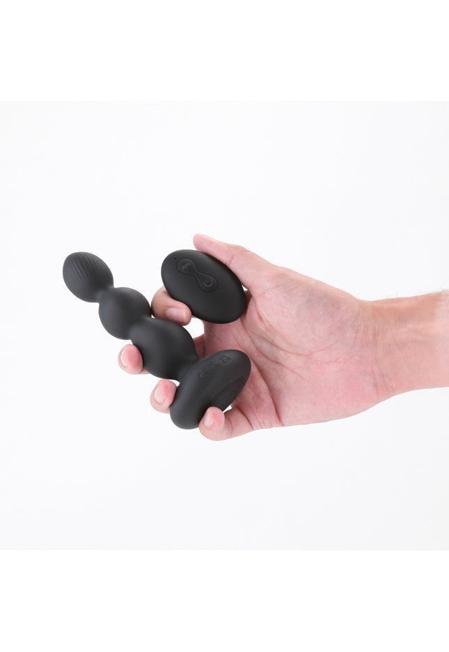 Renegade Valor - Black - Black 13.7 cm USB Rechargeable Vibrating Anal Beads with Wireless Remote