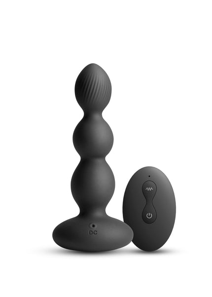 Renegade Valor - Black - Black 13.7 cm USB Rechargeable Vibrating Anal Beads with Wireless Remote