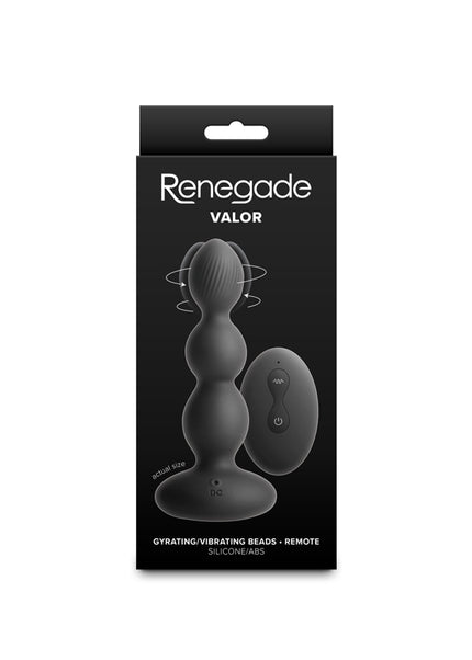Renegade Valor - Black - Black 13.7 cm USB Rechargeable Vibrating Anal Beads with Wireless Remote