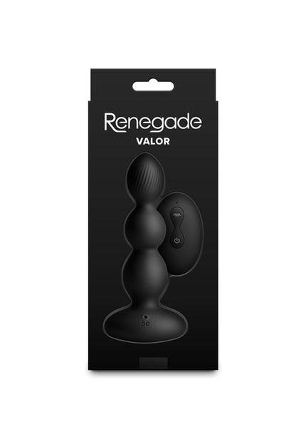 Renegade Valor - Black - Black 13.7 cm USB Rechargeable Vibrating Anal Beads with Wireless Remote
