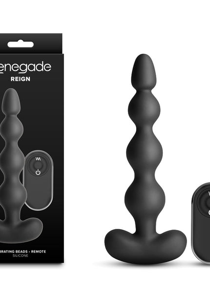 Renegade Reign - Black - Black 17.9 cm USB Rechargeable Vibrating Anal Beads with Wireless Remote