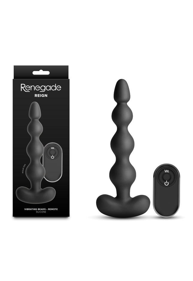 Renegade Reign - Black - Black 17.9 cm USB Rechargeable Vibrating Anal Beads with Wireless Remote