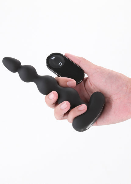 Renegade Reign - Black - Black 17.9 cm USB Rechargeable Vibrating Anal Beads with Wireless Remote