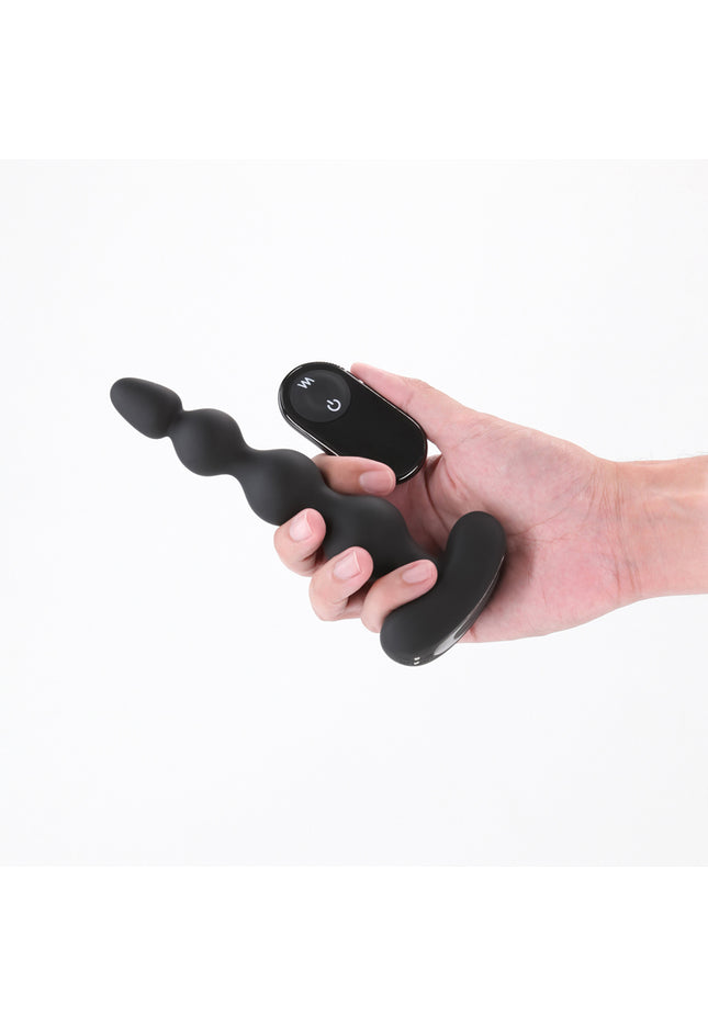 Renegade Reign - Black - Black 17.9 cm USB Rechargeable Vibrating Anal Beads with Wireless Remote