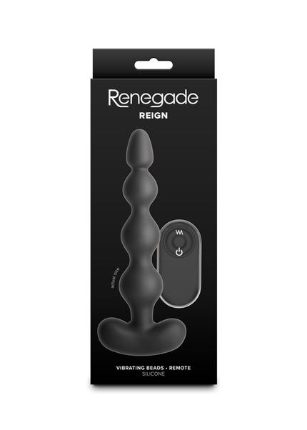 Renegade Reign - Black - Black 17.9 cm USB Rechargeable Vibrating Anal Beads with Wireless Remote