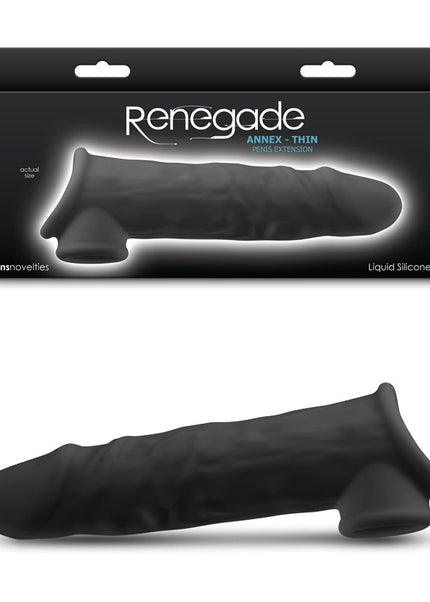 Renegade Annex - Thin - Black - Black 19.4 cm Penis Extender Sleeve