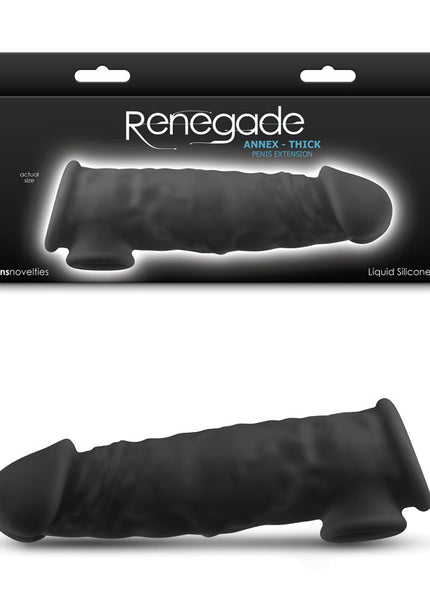 Renegade Annex - Thick - Black - Black 18.6 cm Penis Extender Sleeve