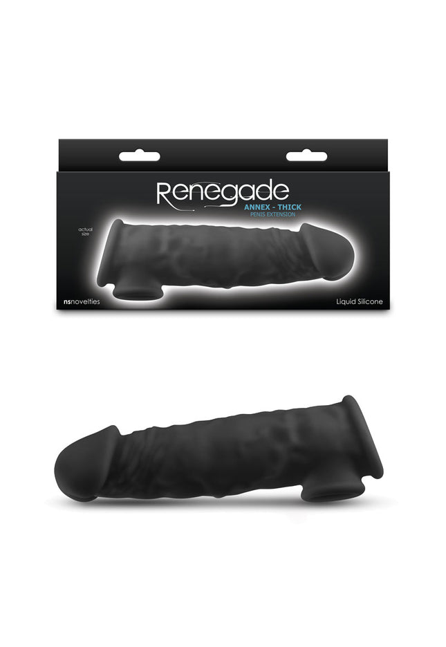 Renegade Annex - Thick - Black - Black 18.6 cm Penis Extender Sleeve