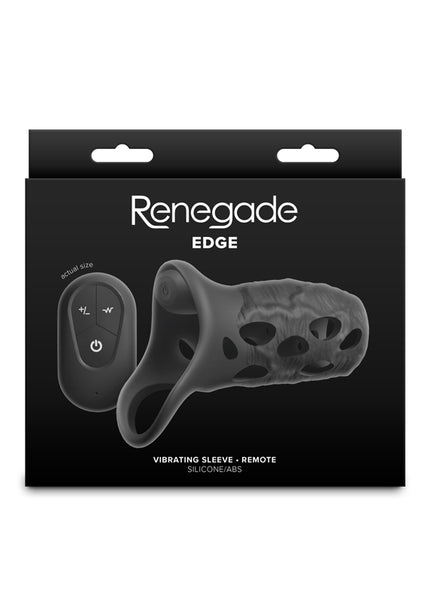 Renegade Edge - Black - Black USB Rechargeable Vibrating Penis Sleeve with Wireless Remote