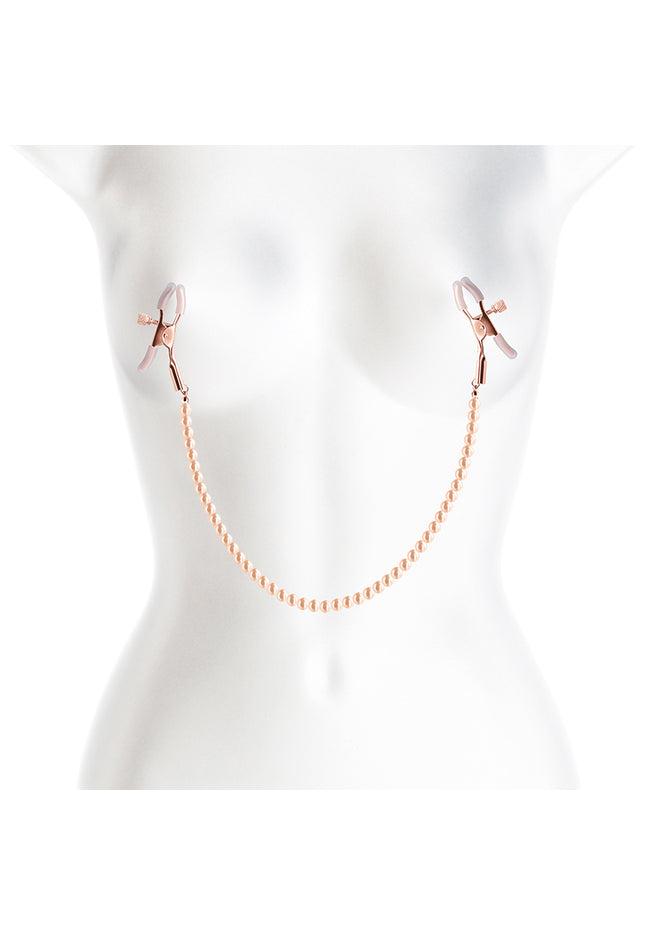 Bound Nipple Clamps - DC1 - Rose Gold - Rose Gold Nipple Clamps with Gold Pearl Chain