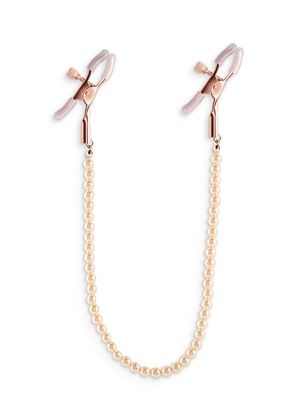 Bound Nipple Clamps - DC1 - Rose Gold - Rose Gold Nipple Clamps with Gold Pearl Chain