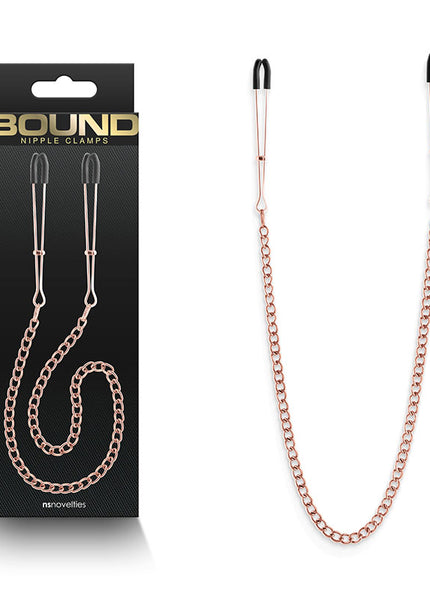 Bound Nipple Clamps - DC3 - Rose Gold - Rose Gold Nipple Clamps with Chain