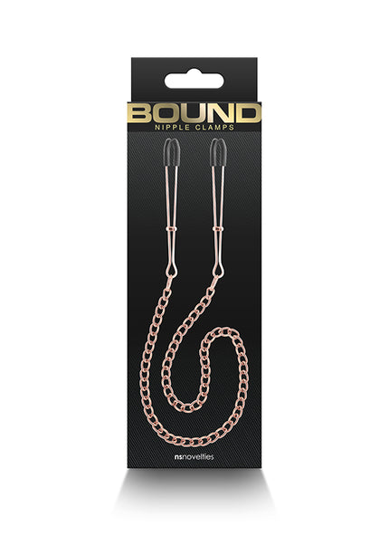 Bound Nipple Clamps - DC3 - Rose Gold - Rose Gold Nipple Clamps with Chain