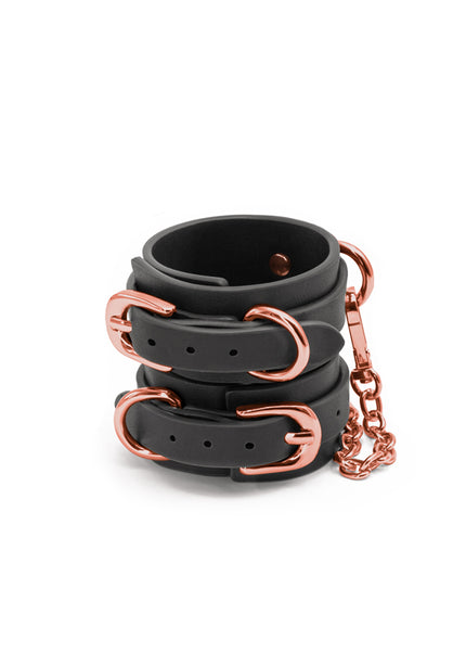Bondage Couture Wrist Cuffs - Black - Black Restraints
