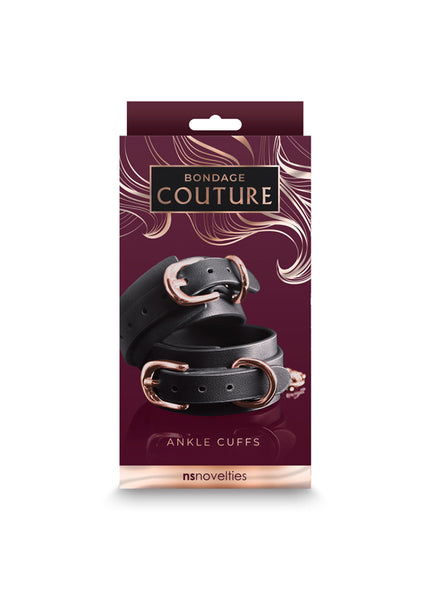 Bondage Couture Ankle Cuffs - Black - Black Restraints