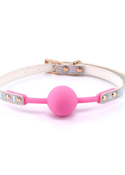 Cosmo Bondage Ball Gag - Rainbow - Metallic Rainbow/Pink Mouth Restraint