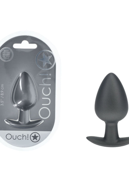 OUCH! Anal Plug - Large - Gun Metal - Gun Metal Grey 8.9 cm Large Butt Plug