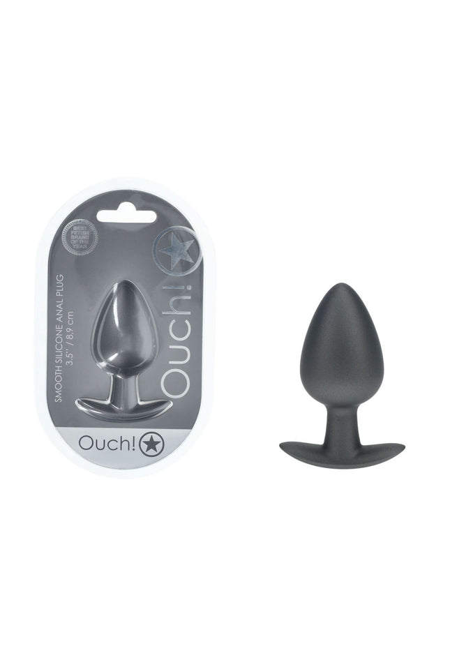 OUCH! Anal Plug - Large - Gun Metal - Gun Metal Grey 8.9 cm Large Butt Plug