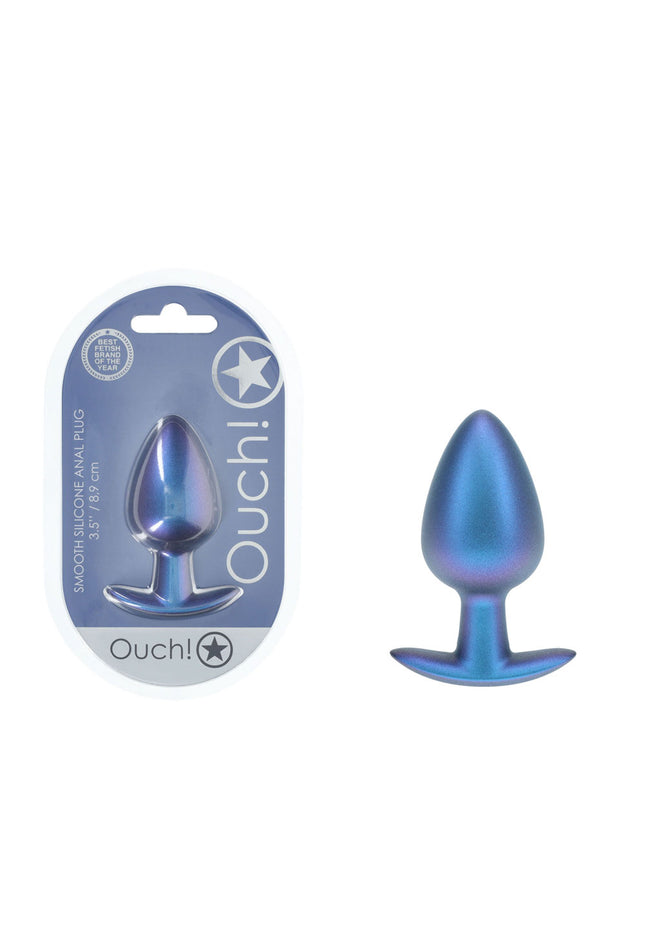 OUCH! Anal Plug - Large - Metallic Blue - Metallic Blue 8.9 cm Large Butt Plug
