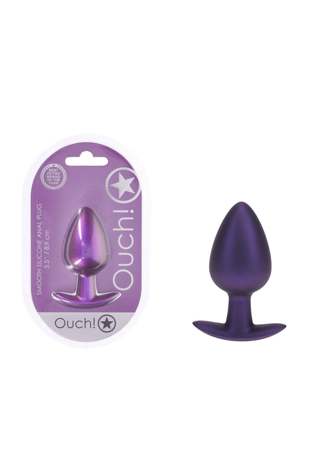 OUCH! Anal Plug - Large - Metallic Purple - Metallic Purple 8.9 cm Large Butt Plug