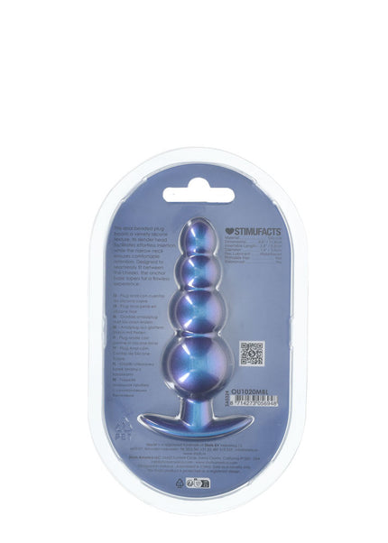 OUCH! Beaded Anal Plug - Metallic Blue - Metallic Blue 11.7 cm Butt Plug